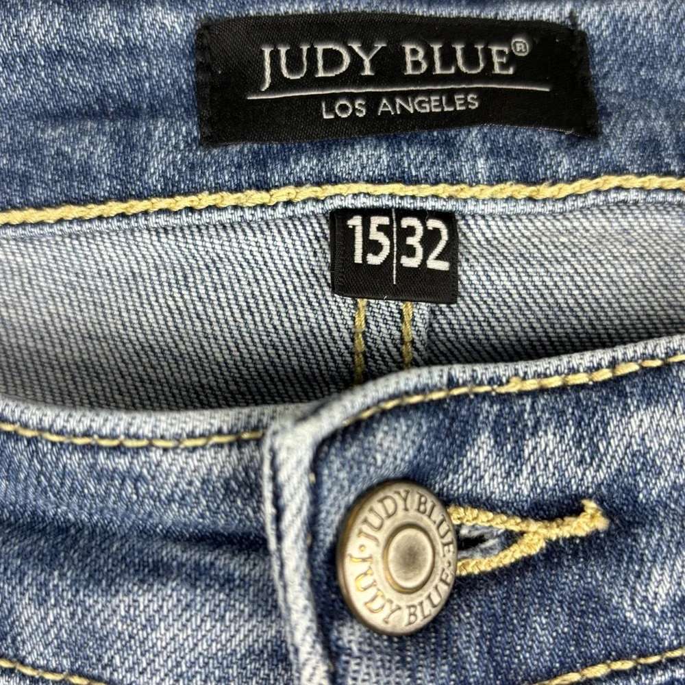Judy Blue Jeans Womens 15 (36X32 ) Blue Bootcut  Medium Wash Stretch‎ Distressed
